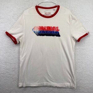 MunsingWear Original Penguin Ringer T Shirt Sz Large Felt Iron On Single Stitch